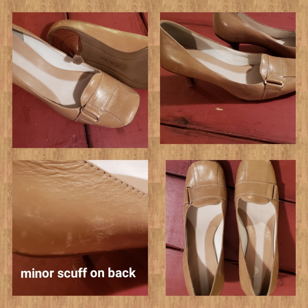 Square toe heels, beige/tan